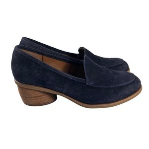 Sofft Womens Navy Leather Loafer Shoes Heeled Size 7